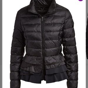 Tahari Black peplum style light weight puffer